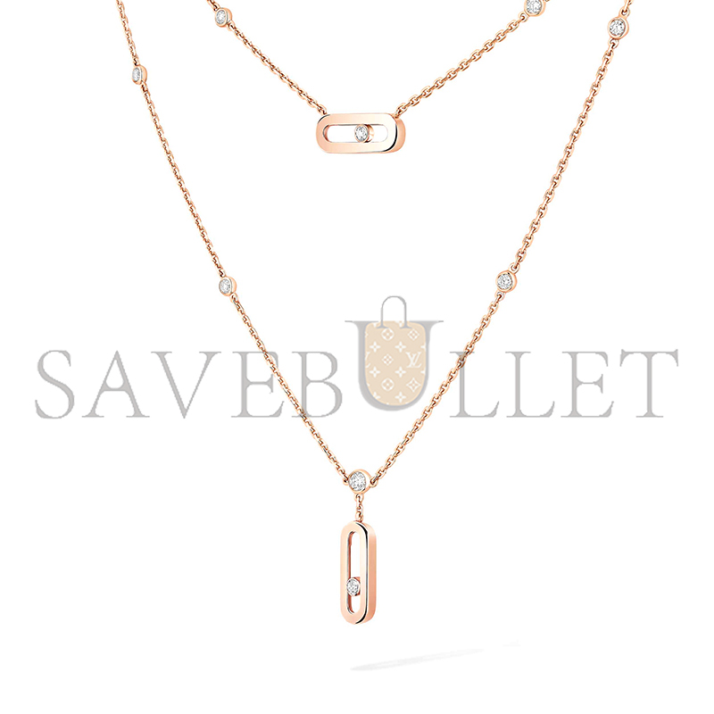 MESSIKA MOVE UNO TWO-ROW NECKLACE PINK GOLD DIAMOND NECKLACE 08852-PG